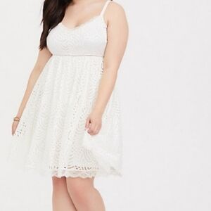Torrid White Special Occasion Lace Skater Dress